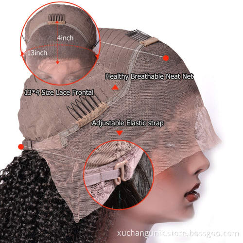 Uniky Hot Selling 8~36 inch 150% Density Human Hair wig Lace Front Indian Hair Natural Color Wigs with Kinky Curly Wave